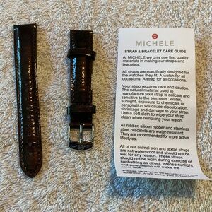 Michele Dark Brown Leather Watch Strap